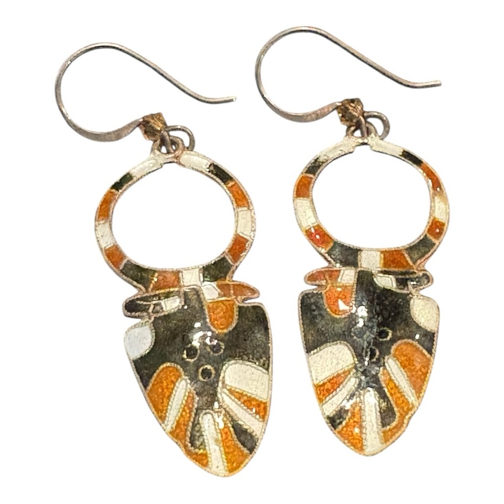 Bamboo Brand African Mask Earrings Cloisonné beautiful colors & patterns. JB5